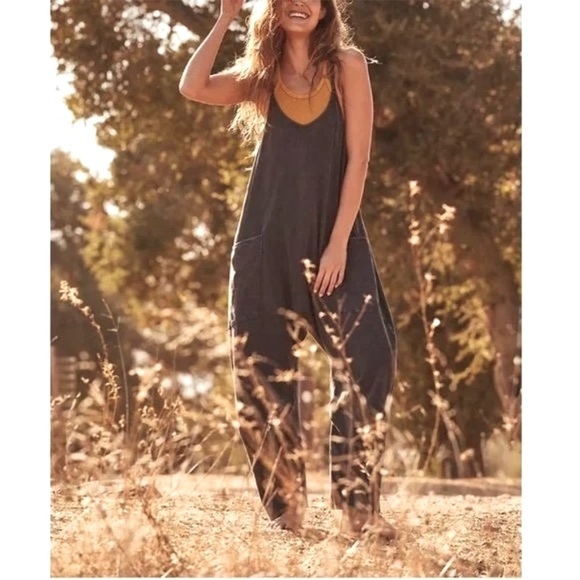 Free People Pants - New Free People Hot Shot Onesie Jumpsuit Washed Black Size XS Romper